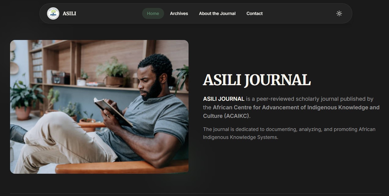Asili Journal platform preview